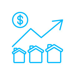 Real estate real estate icon with blue outline style. home, building, house, property, real, business, estate. Vector Illustration. Vector Illustration