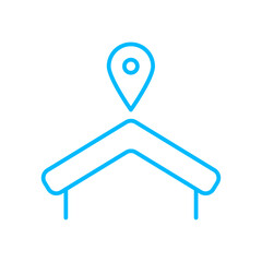 Location real estate icon with blue outline style. home, building, house, property, real, business, estate. Vector Illustration. Vector Illustration