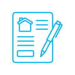 Contract real estate icon with blue outline style. home, building, house, property, real, business, estate. Vector Illustration. Vector Illustration