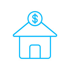 Real estate real estate icon with blue outline style. application, home, house, business, property, estate, sale, building. Vector Illustration. Vector Illustration