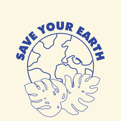 EARTH DAY DESIGN POSTER WITH 90S STYLE