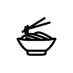 Noodle in bowl icon, world cuisine outline vector illustration in trendy style. Editable graphic resources for many purposes. 