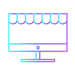 Online marketing icon with purple blue outline style. business, marketing, technology, online, digital, internet, communication. Vector illustration