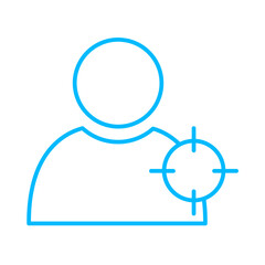 Customer target icon with blue outline style. target, marketing, concept, customer, business, group, audience. Vector illustration