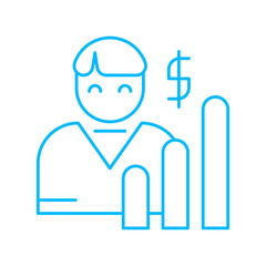 Sales icon with blue outline style. template, discount, sale, banner, offer, promotion, shop. Vector illustration