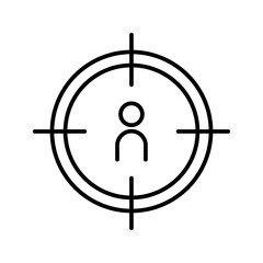 Target icon with black outline style. success, goal, business, marketing, strategy, competition, arrow. Vector illustration