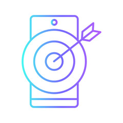 Target icon with purple blue outline style. success, goal, business, marketing, strategy, competition, arrow. Vector illustration