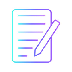 Copywriting icon with purple blue outline style. business, copywriter, writer, education, computer, office, online. Vector illustration