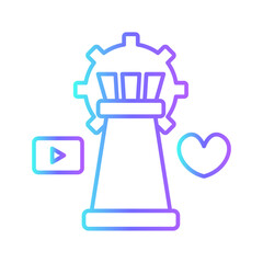 Digital strategi icon with purple blue outline style. business, strategy, marketing, technology, network, digital, concept. Vector illustration