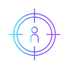 Target icon with purple blue outline style. success, goal, business, marketing, strategy, competition, arrow. Vector illustration