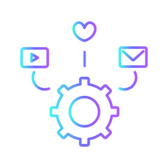 Management icon with purple blue outline style. office, computer, project, digital, concept, person, meeting. Vector illustration