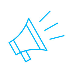 Megaphone icon with blue outline style. speaker, announce, loudspeaker, loud, communication, sound, speech. Vector illustration