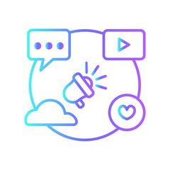 Digital icon with purple blue outline style. technology, network, concept, digital, data, business, background. Vector illustration