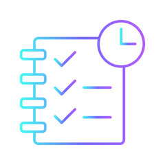 Plan icon with purple blue outline style. business, strategy, office, management, concept, work, success. Vector illustration