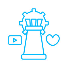 Digital strategi icon with blue outline style. business, strategy, marketing, technology, network, digital, concept. Vector illustration