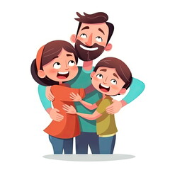 Cartoon character of hugging couple, lover, white background
