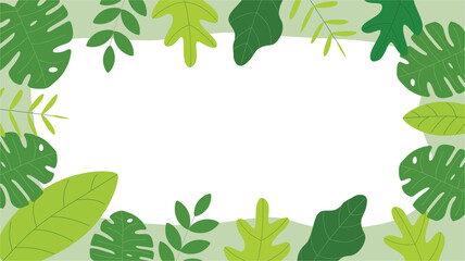 Blank space background with green leaf tropical theme