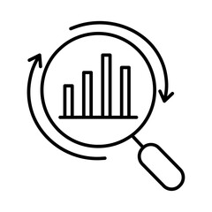 Analisys marketing icon with black outline style. business, analysis, data, finance, chart, graph, diagram. Vector Illustration