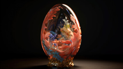 Crystal sea-life ornamental egg #7- Generative AI