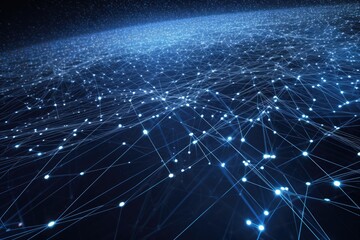 Obraz premium abstract lines and dots on a dark background. Generative AI