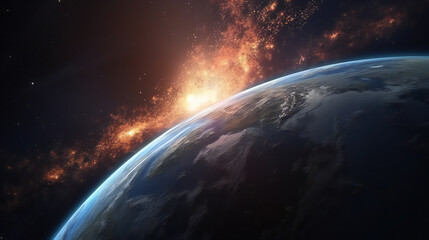 explosive out side earth view created with AI Generative Technology