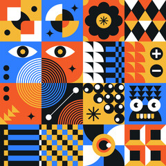 Bauhaus geometric design patterns seamless background 