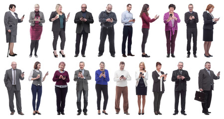 Obraz premium a group of people hold a phone in their hand and look into the phone
