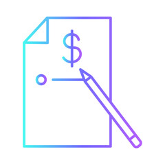 Budgeting icon with purple blue outline style. finance, business, data, budget, financial, analysis, report. Vector Illustration