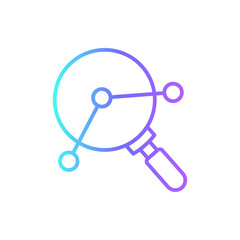 Analysis icon with purple blue outline style. growth, banking, laptop, calculator, person, plan, work. Vector Illustration