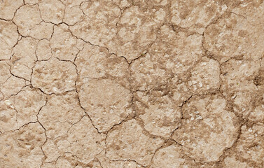 Cracked ground background in the top view for graphic design or wallpaper