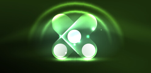 Abstract glowing neon light techno circles background