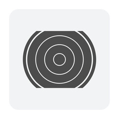 Log wood or timber vector icon in cross section view. Include square sawing pattern for process in mill, sawmill. Material from nature sawn to lumber, board or plank for woodworking, construction.