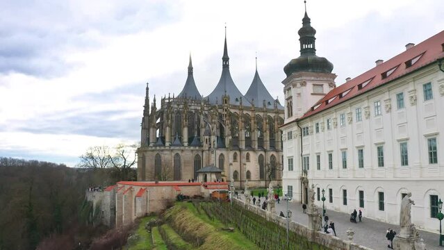 St. Barbara church and palatial baroque building, Kutna Hora, Czechia.