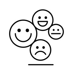 Emoticon feedback icons with black outline style. feedback, answer, survey, opinion, concept, support, customer. Vector illustration