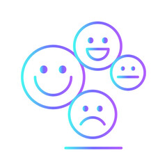 Emoticon feedback icons with purple blue outline style. feedback, answer, survey, opinion, concept, support, customer. Vector illustration