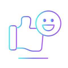 Satisfaction feedback icons with purple blue outline style. feedback, good, positive, rating, negative, customer, satisfaction. Vector illustration