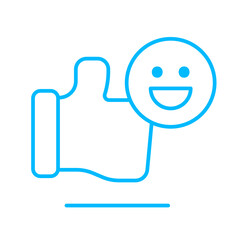 Satisfaction feedback icons with blue outline style. feedback, good, positive, rating, negative, customer, satisfaction. Vector illustration