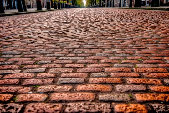 charming cobblestone street in a quaint small town. Generative AI