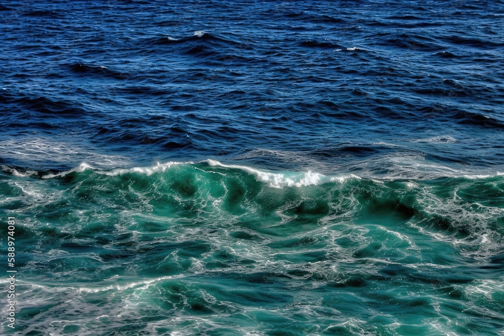 Aufkleber serene beach with gentle waves lapping at the shore. generative ai