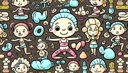 Cartoon cute doodles winter Generative AI