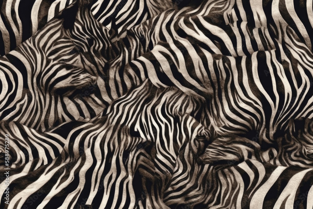 Poster a meter pattern made of tissues that look like zebras. generative ai