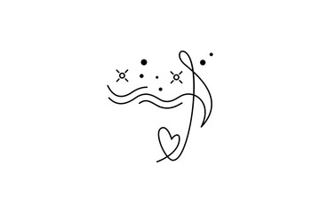 abstract musical note logo with heart shape and twinkling star