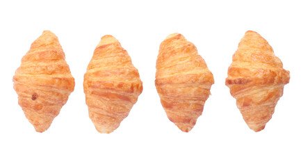 Croissants isolated on a white background, transparent . Top view. 