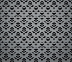 Flower geometric pattern. Seamless vector background. Black and gray ornament