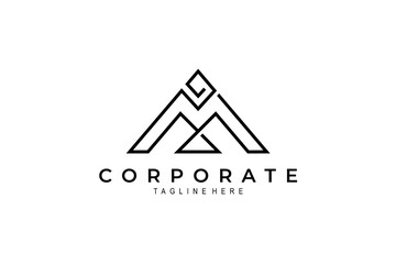 mountain logo that looks solid and strong in one line design style