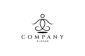 yoga logo with meditation position that gives peace of mind and heart