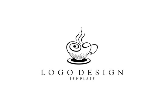 Love coffee logo with continuous line style.