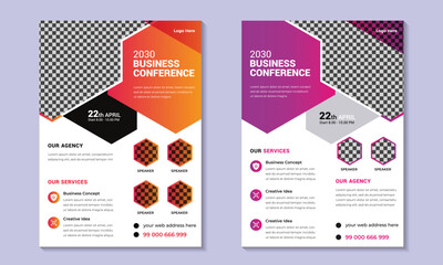 Business conference flyer design layout template. vector illustration.