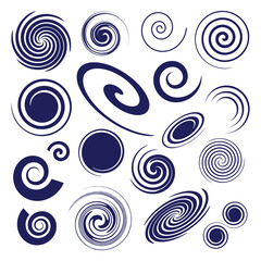 Set of different vector spiral design elements