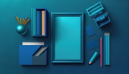 Back to school with school items and elements, Online Learning, study from home, back to school, flat design.